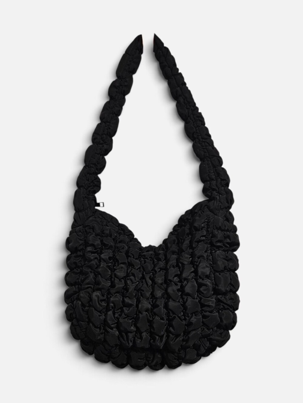 Black Quilted Puffer Ruched Shoulder Bag Y2K Chunky Hobo